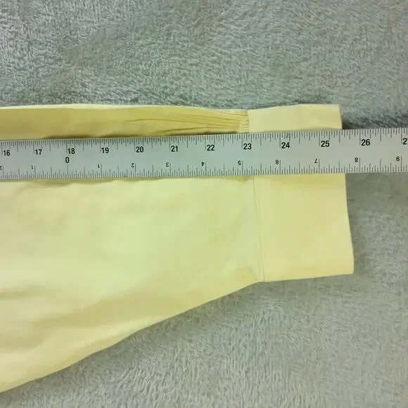 Brooks brothers mens button down Dress shirt 18 Yellow solid non iron - Picture 5 of 8